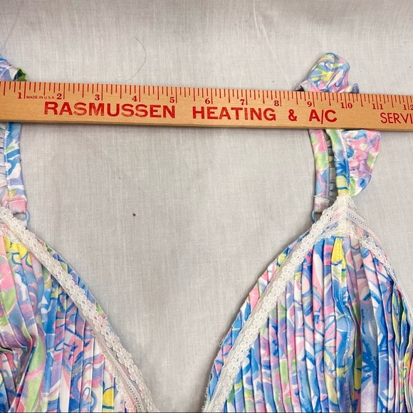 For Love & Lemons Sun Dress Sz XL Blue Floral Midsummer Flutter Straps Retro NWT - Picture 8 of 13